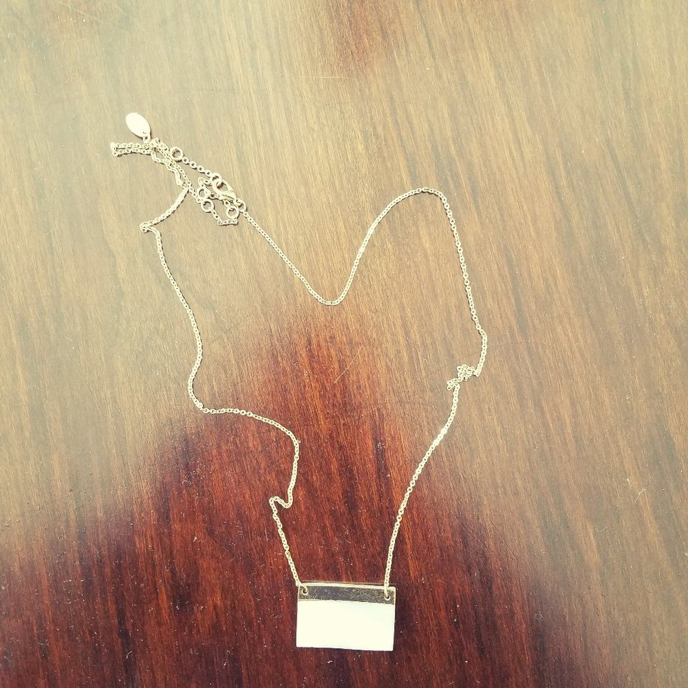 Long square pendant necklace